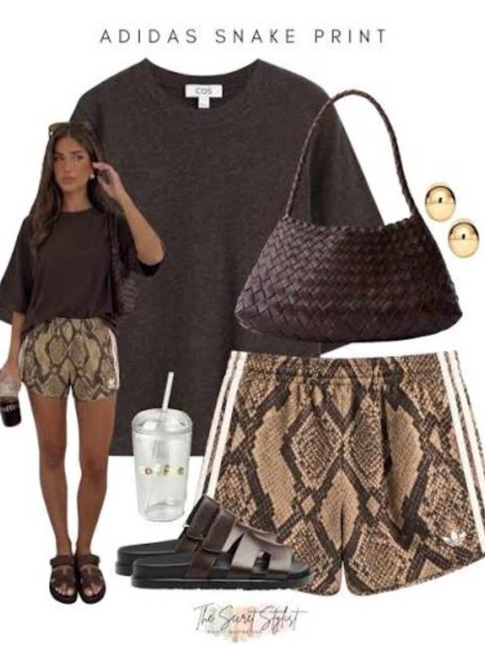 LAST PAIR! SZ SMALL - NWT ✨ adidas snake print SATIN shorts "Magic Beige" - Picture 6 of 9